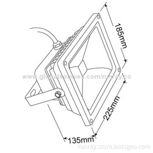 30W LED Floodlight, >0.95 Power Factor, IP65, Aluminum Housing, CE-marked